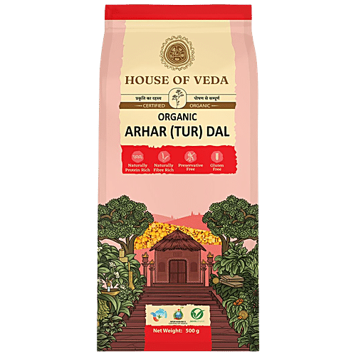 HOUSE OF VEDA ORGANIC ARHAR DAL 500 GM