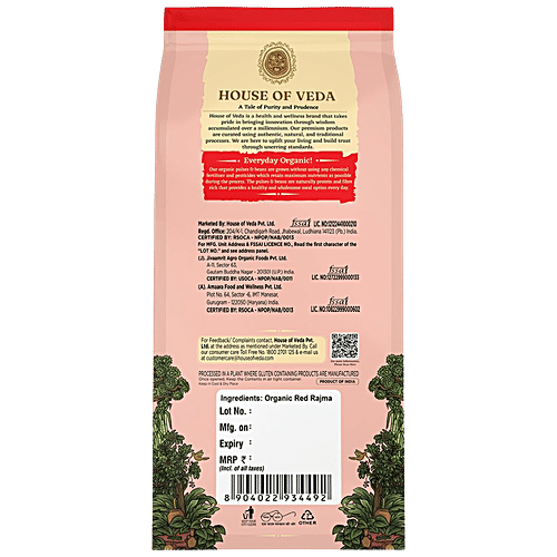 HOUSE OF VEDA ORGANIC RED RAJMA 1 KG