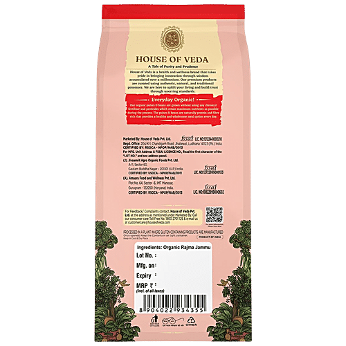 HOUSE OF VEDA ORGANIC RAJMA JAMMU 500 GM
