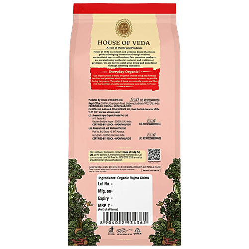 HOUSE OF VEDA ORGANIC RAJMA CHITRA 500 GM