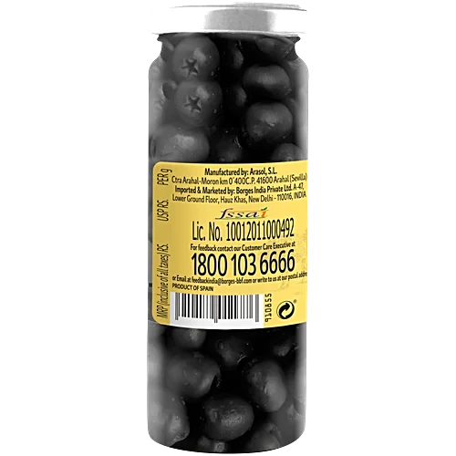 BORGES BLACK PITTED OLIVES 430 GM
