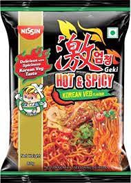 NISSIN HOT N SPICY KOREAN VEG  NOODLES 80 GM