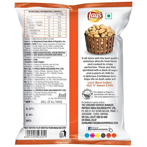 LAYS HOT &  SWEET CHILLI 52G