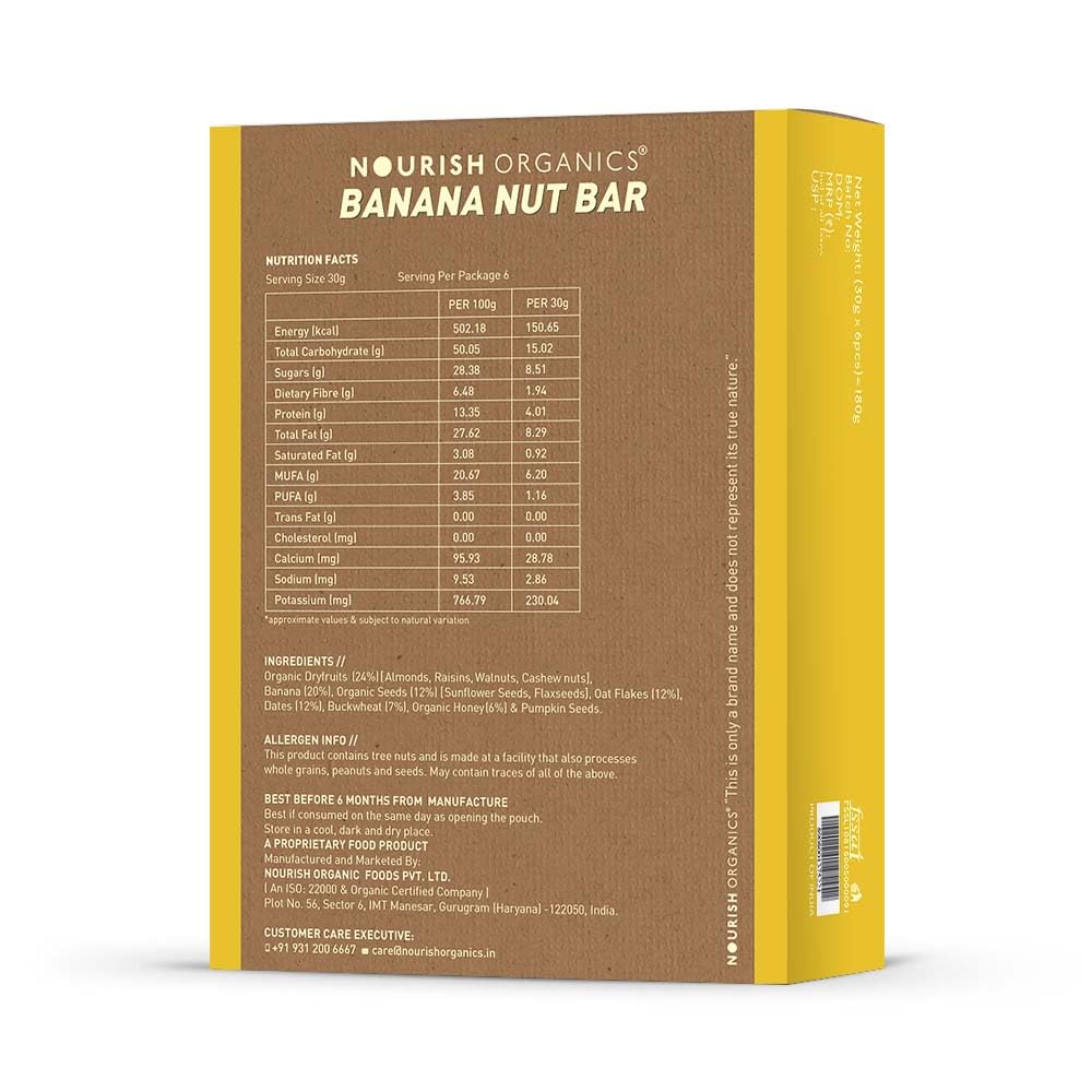 NOURISH ORG BANANA OATS BAR 30G