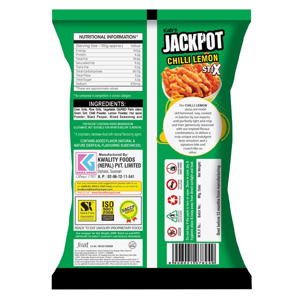 JACKPOT CHILLI LEMON STICKS