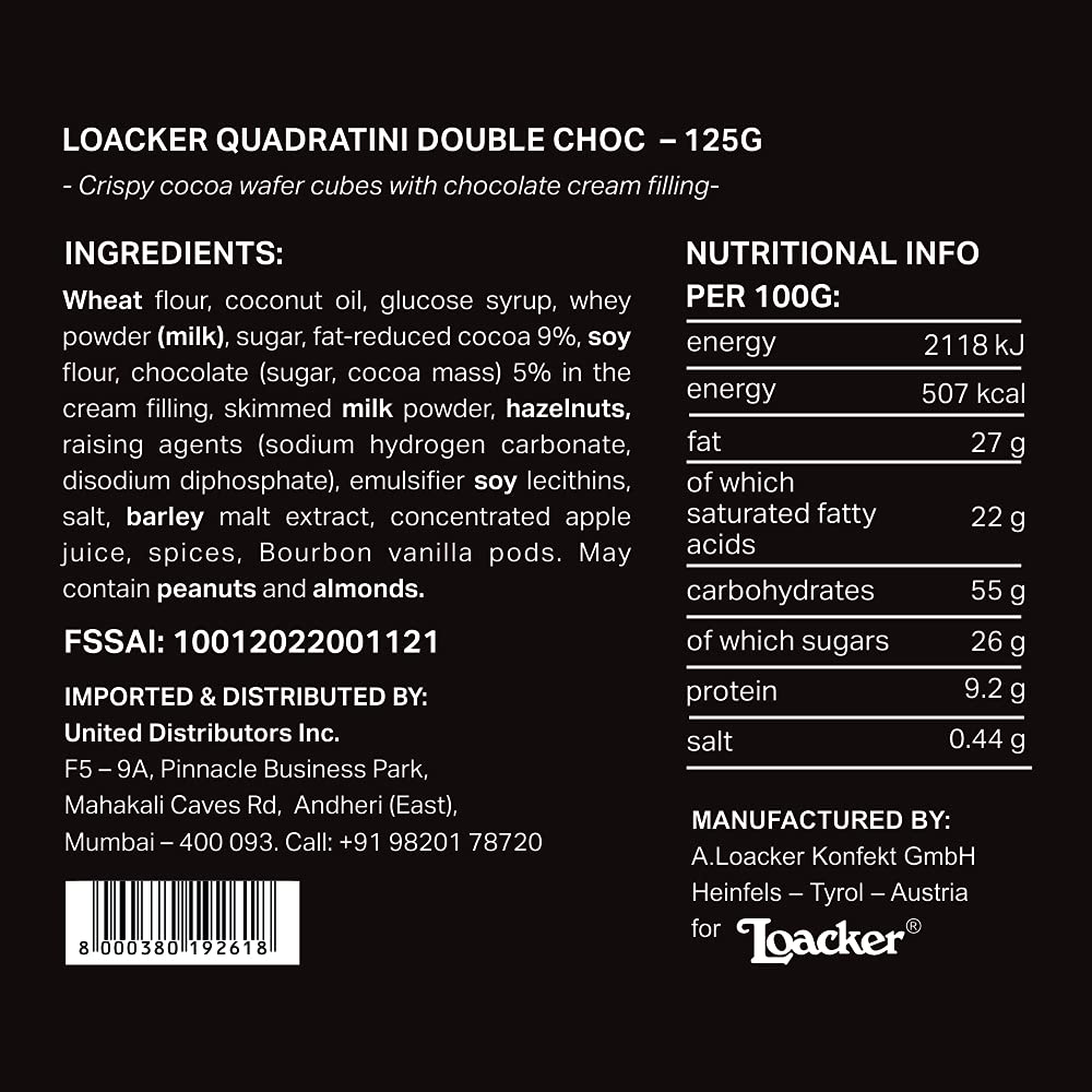 LOACKER QUAD DOUBLE CHOCO 125G
