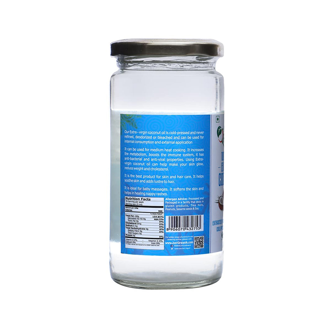 JUST ORGANIC EXTRA VIRGIN COCONUT OIL 350ML