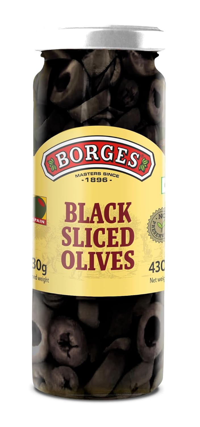 BORGES BLACK SLICED OLIVES 430 GM
