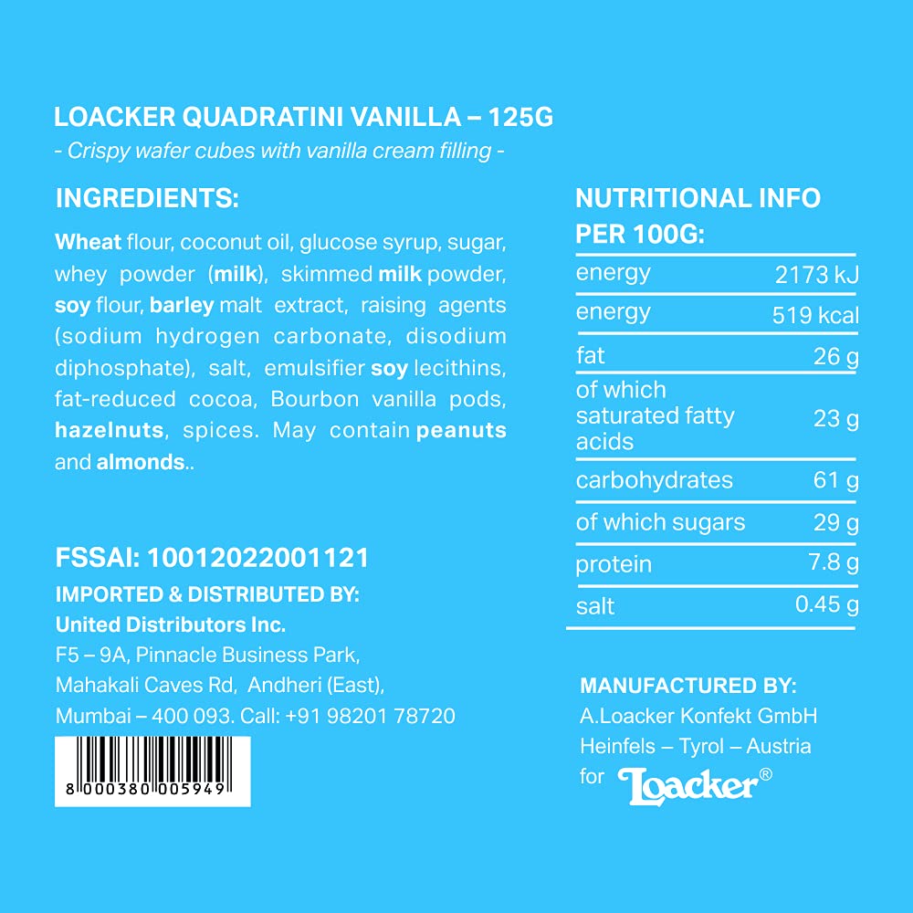 LOACKER BISC WAF QUAD VANILA 125G