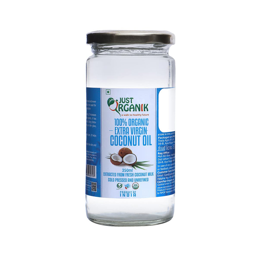 JUST ORGANIC EXTRA VIRGIN COCONUT OIL 350ML