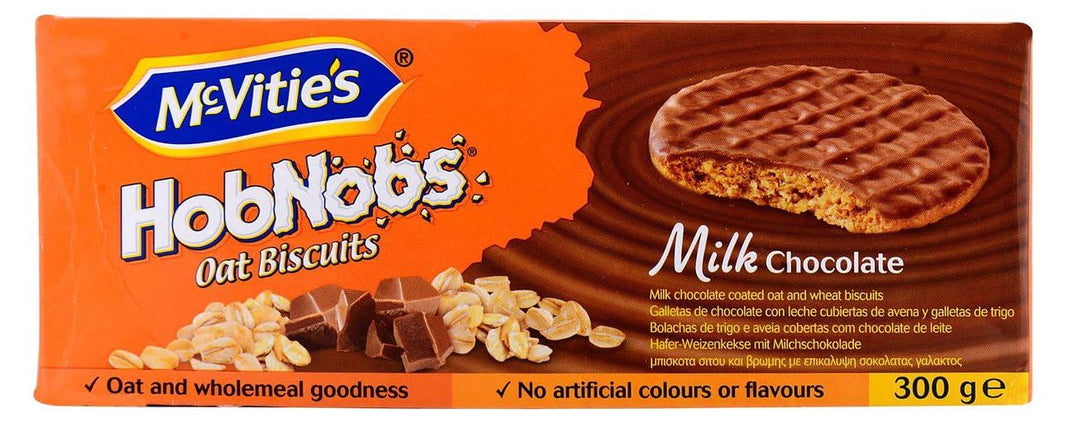 MCVITIES HOBNOB OAT BISCUITS MILK CHOCOLATE 300GM
