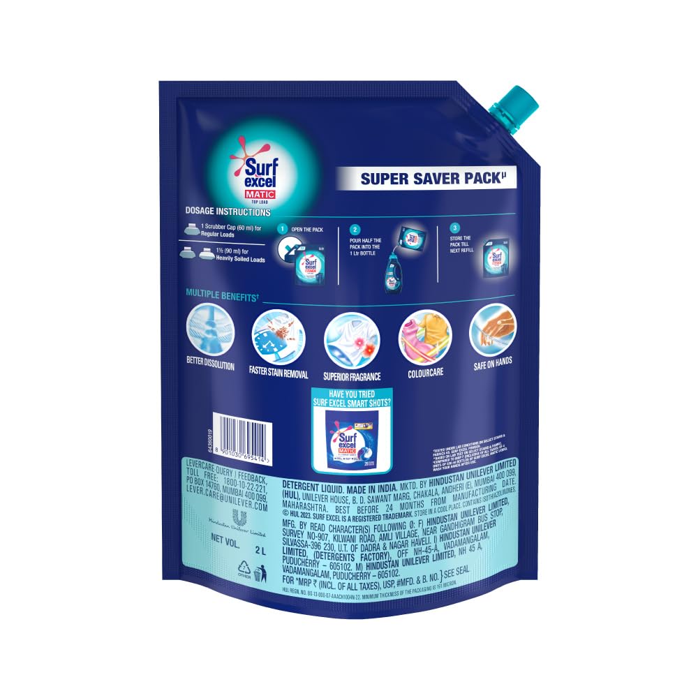 SURF EXCEL MATIC LIQUID TOP LOAD POUCH 2 LTR