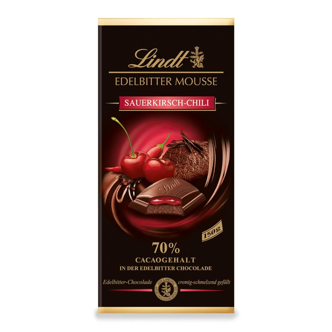LINDT EDELBITTER MOUSSE SAUERKIRSH-CHILLI  70 %