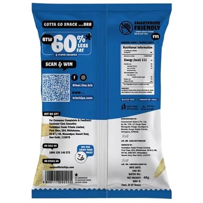 BRB POPPED POTATO CHIPS SALT & PEPPER 48 GM