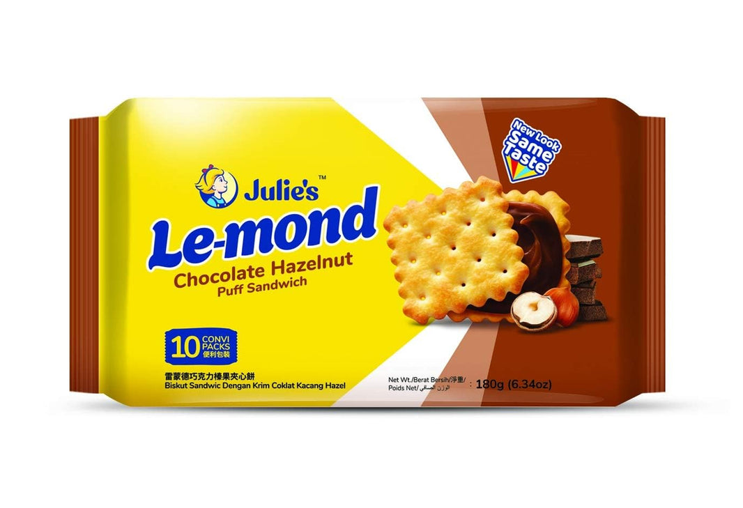 JULIES LE MOND CHOCLATE HAZELNUT PUFF SANDWICH 180 GM