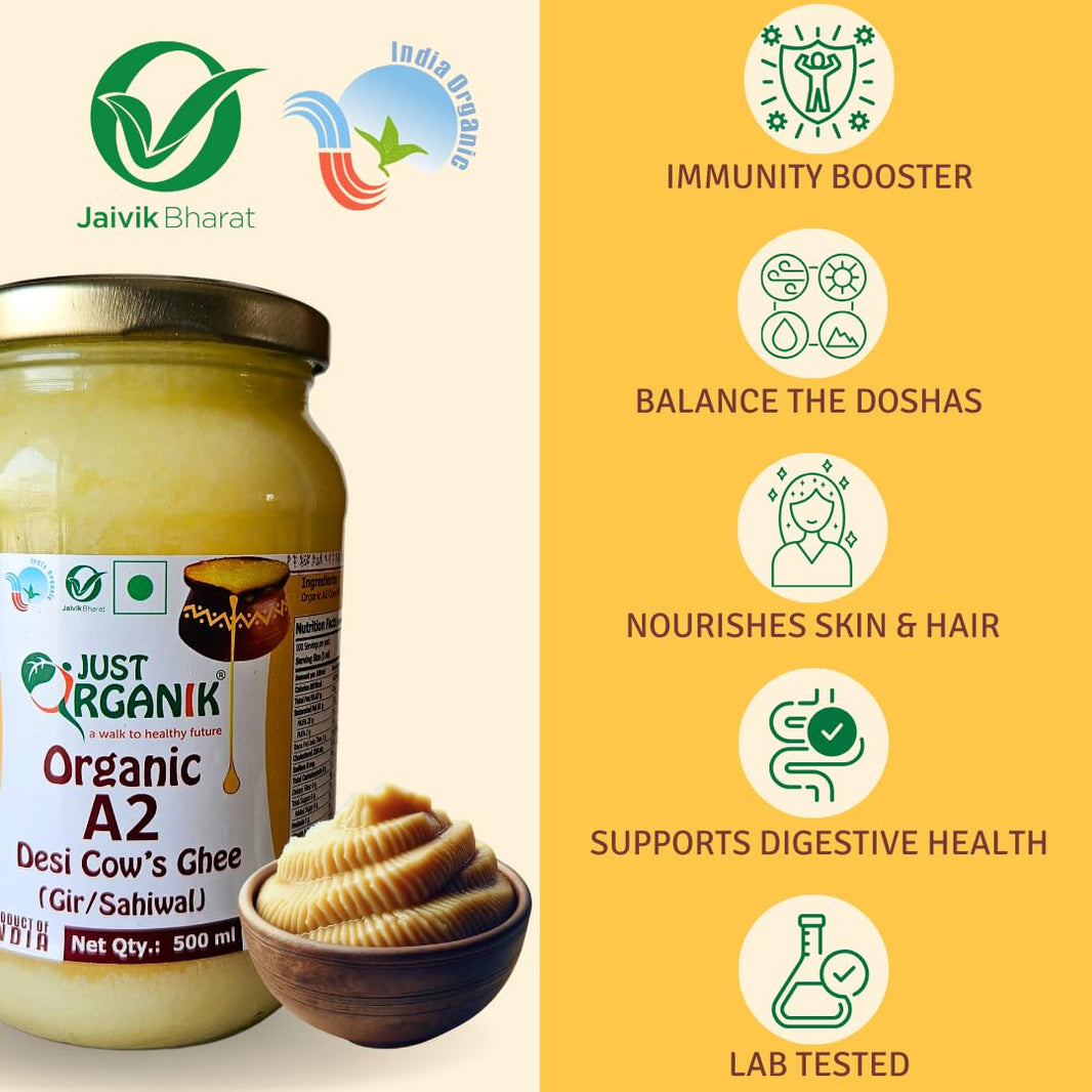 JUST ORGANIK A2 DESI GHEE 500 ML
