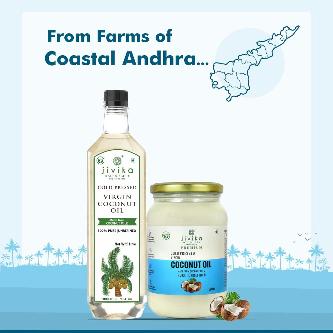 JIVIKA ORG COLD PRESSED COCONUT OIL 500 ML GLASS JAR
