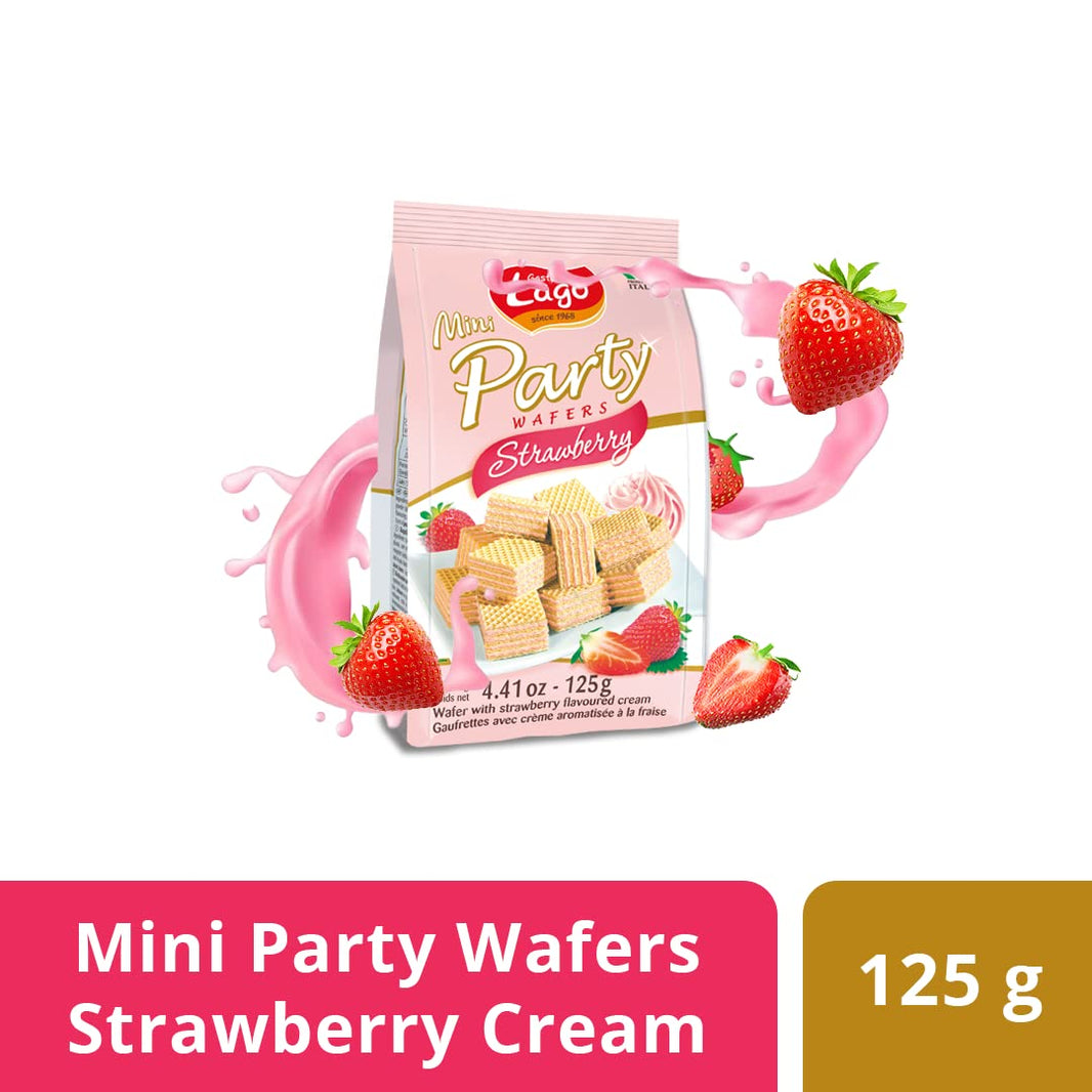 LAGO MINI PARTY WAFFERS STRAWBERRY 125G