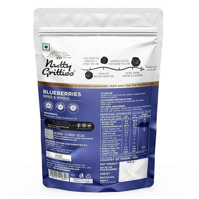 NUTTY GRITTIES - BLUEBERRIES 150G