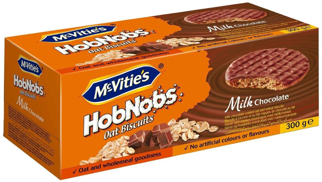 MCVITIES HOBNOB OAT BISCUITS MILK CHOCOLATE 300GM