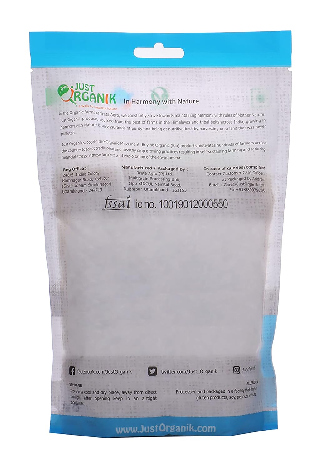 JUST ORGANIK MASOOR MALKA SPLIT 500G