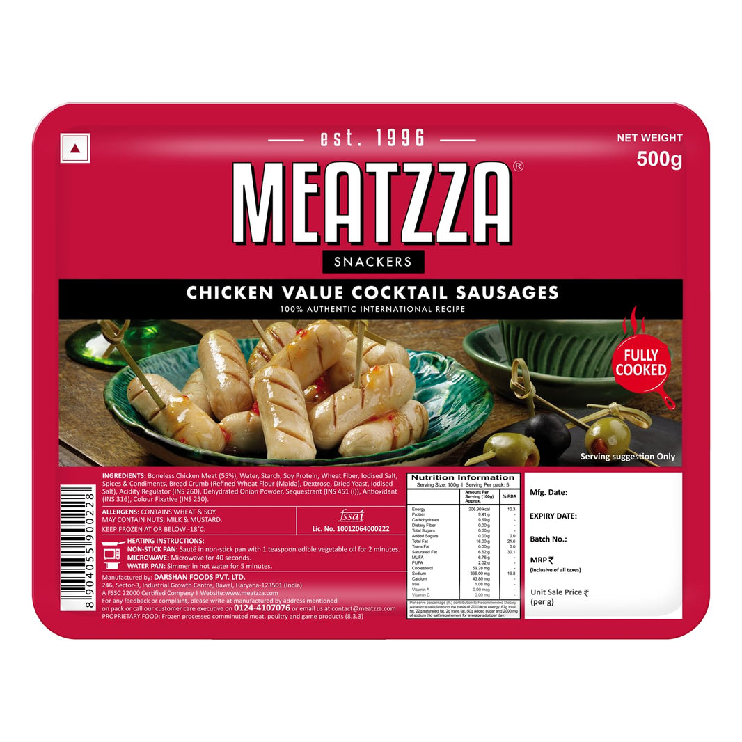 MEATZZA CHICKEN VALUE COCKTAIL SAUSAGES 500 GMS