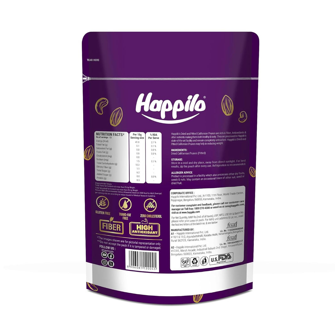 HAPPILO CALIFORNION PRUNES 200GM