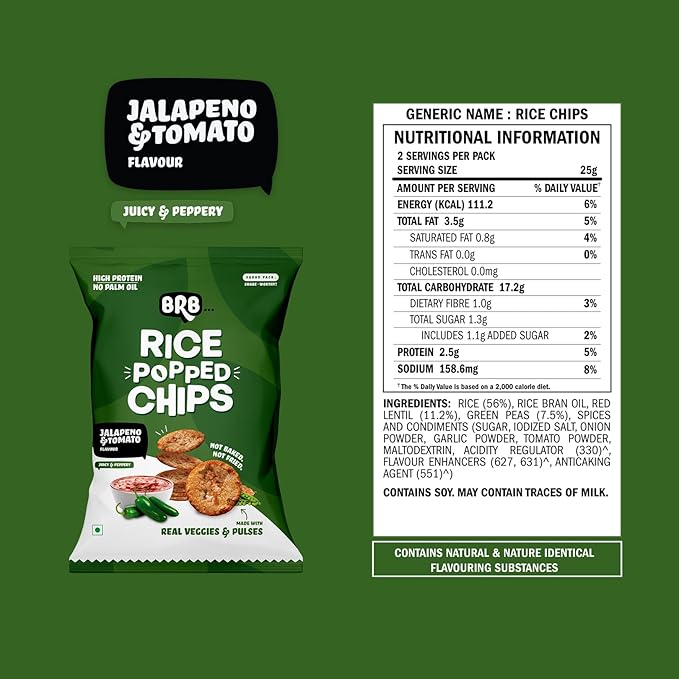 BRB POPPED RICE CHIPS JALAPENO &TOMATO 48 GM
