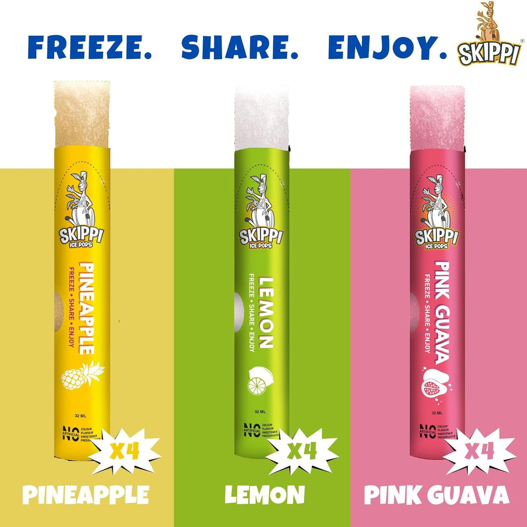 SKIPPI ICE POPS 12 POPS * 32 ML GUAVA LEMON PINEAPLE