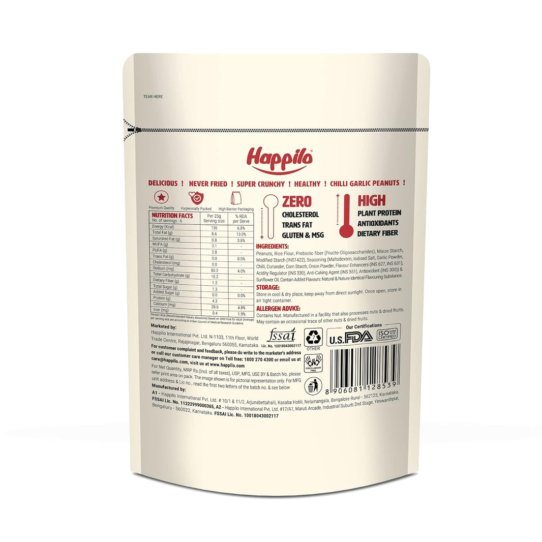 HAPPILO CHILLI GARLIC PEANUTS 150 GM