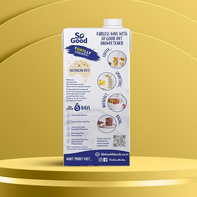 SO GOOD OAT BEVERAGE UNSWEETENED 1 LTR