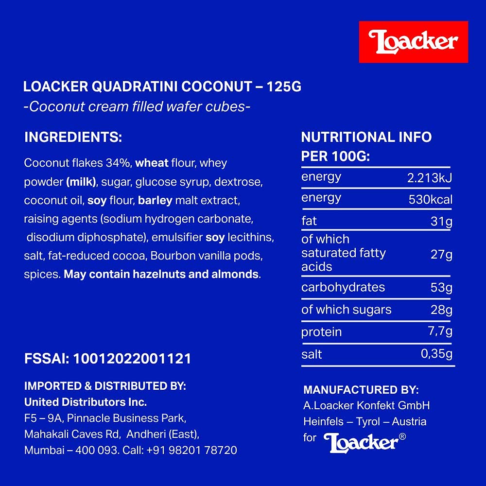 LOACKER QUADRATINI COCONUT