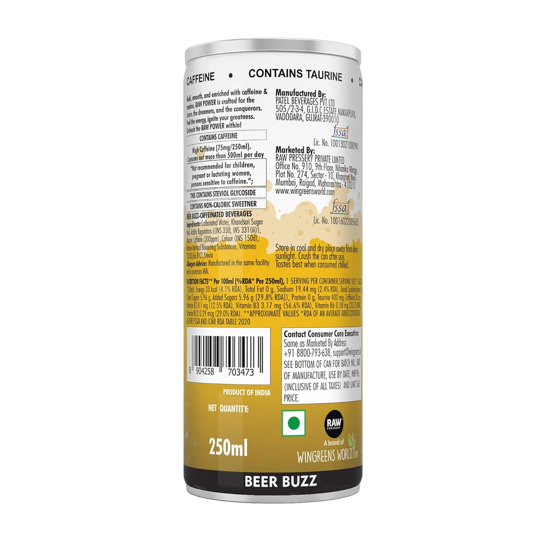RAW RAW POWER BEER POWER ENERGY DRINK 250 ML