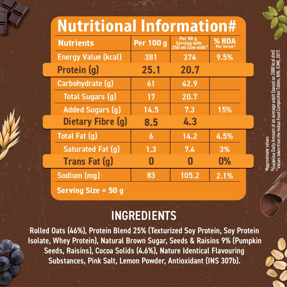 BG HIGH PROOTEIN OATS DARKCHOCOLATE 750GM