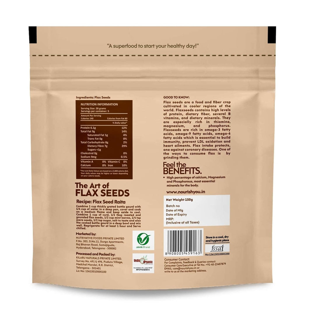 NOURISH YOU ORGANIC FLAX SEEDS 150 GM