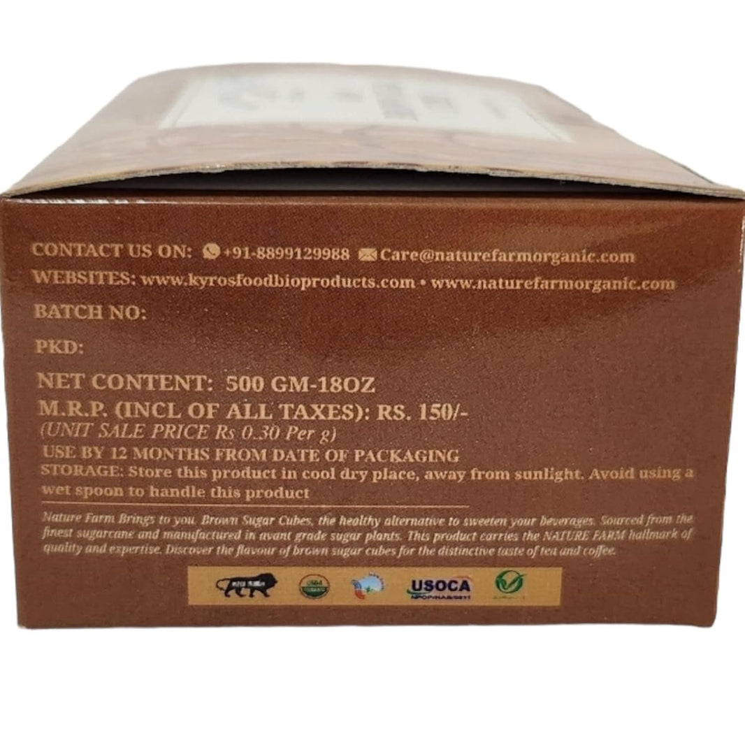 NATURE FARM ORG. BROWN SUGAR CUBES 500 GM