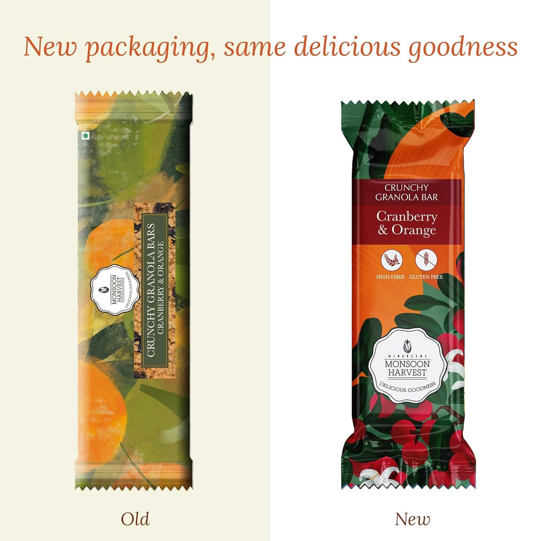 MONSOON HARVEST GRANOLA BAR CRANBERRY N ORANGE 40 GM