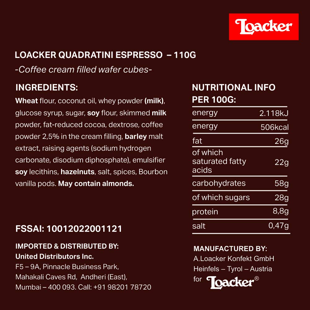 LOACKER WFR BIS QUADRATINI ESPRESSO 110G