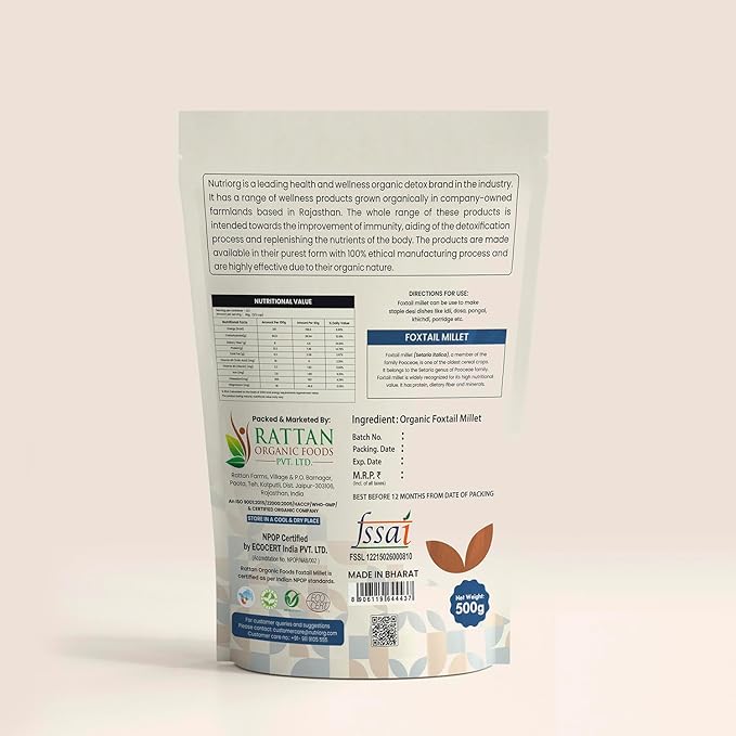 NUTRIORG FOXTAIL MILLET 500GM