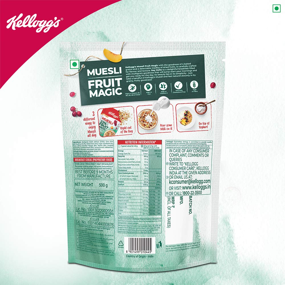KELLOGS MUESLI FRUIT & MAGIC 500 GM