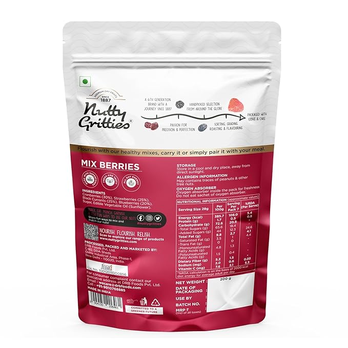 NUTTY GRITTIES- MIX BERRIES 200GM