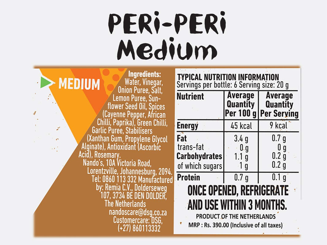 NANDOS PERI PERI SAUCE MEDIOUM 250 GM