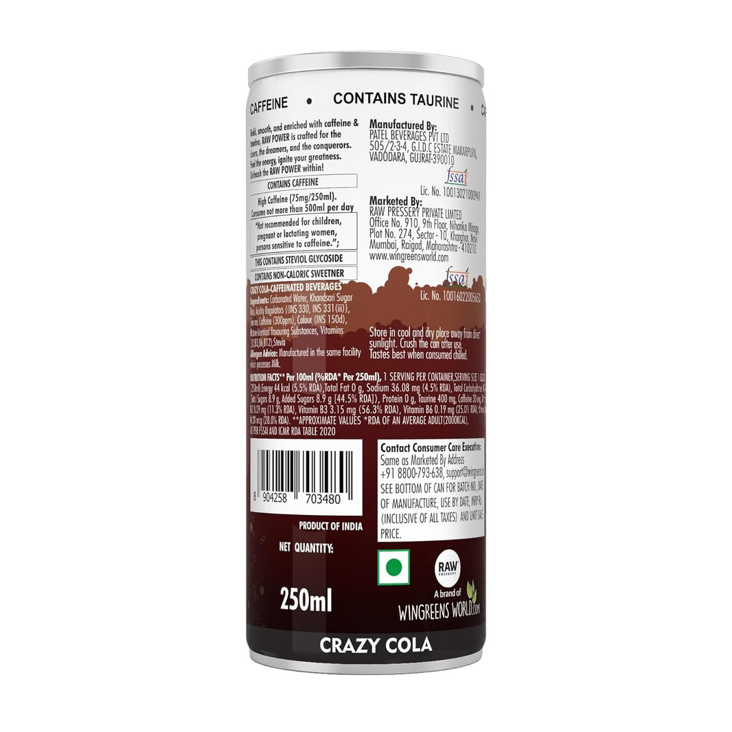 RAW RAW POWER CRAZY COLA  ENERGY DRINK