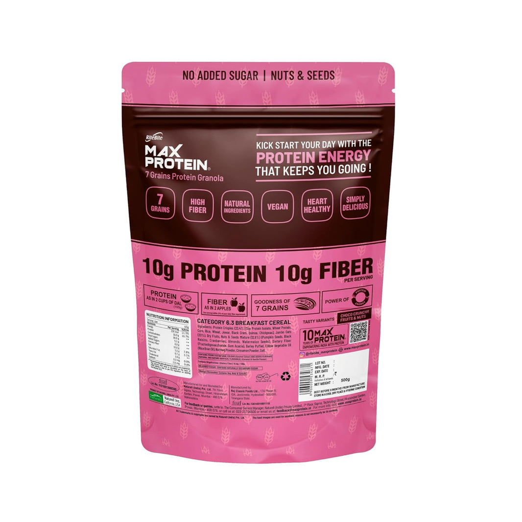 MAXPROTIEN NO ADDED SUGAR GRANOLA 500 GM