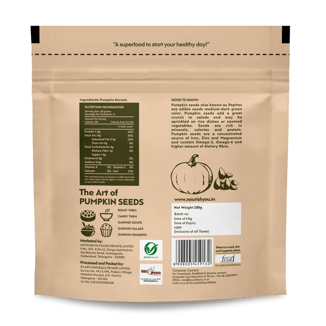NOURISH YOU ORGANIC PUMPKIN SEEDS 100 GM