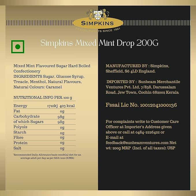 SIMPKINS MIXED MINT DROPS 200G