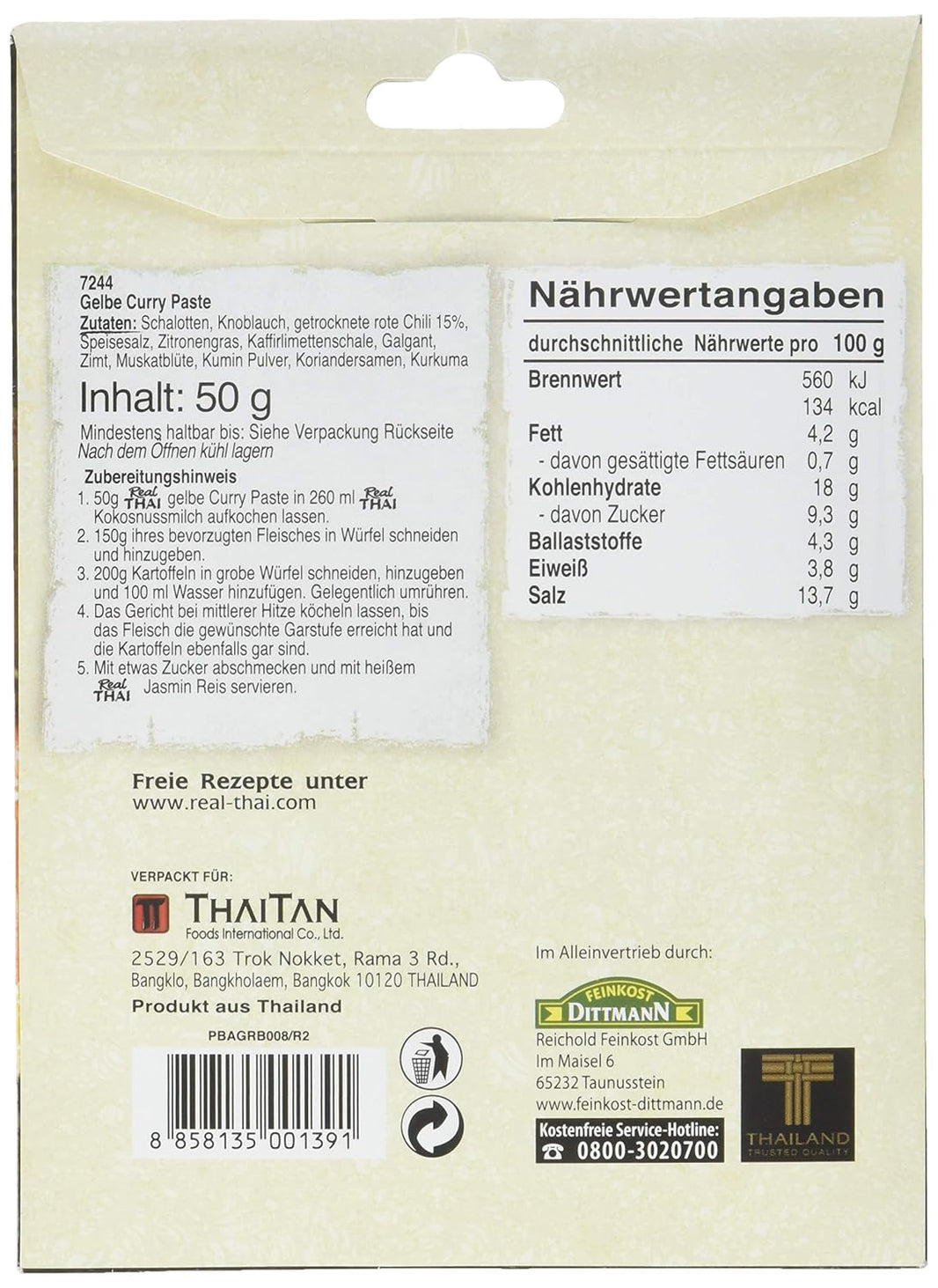 REAL THAI YELLOW CURRY PASTE 50G