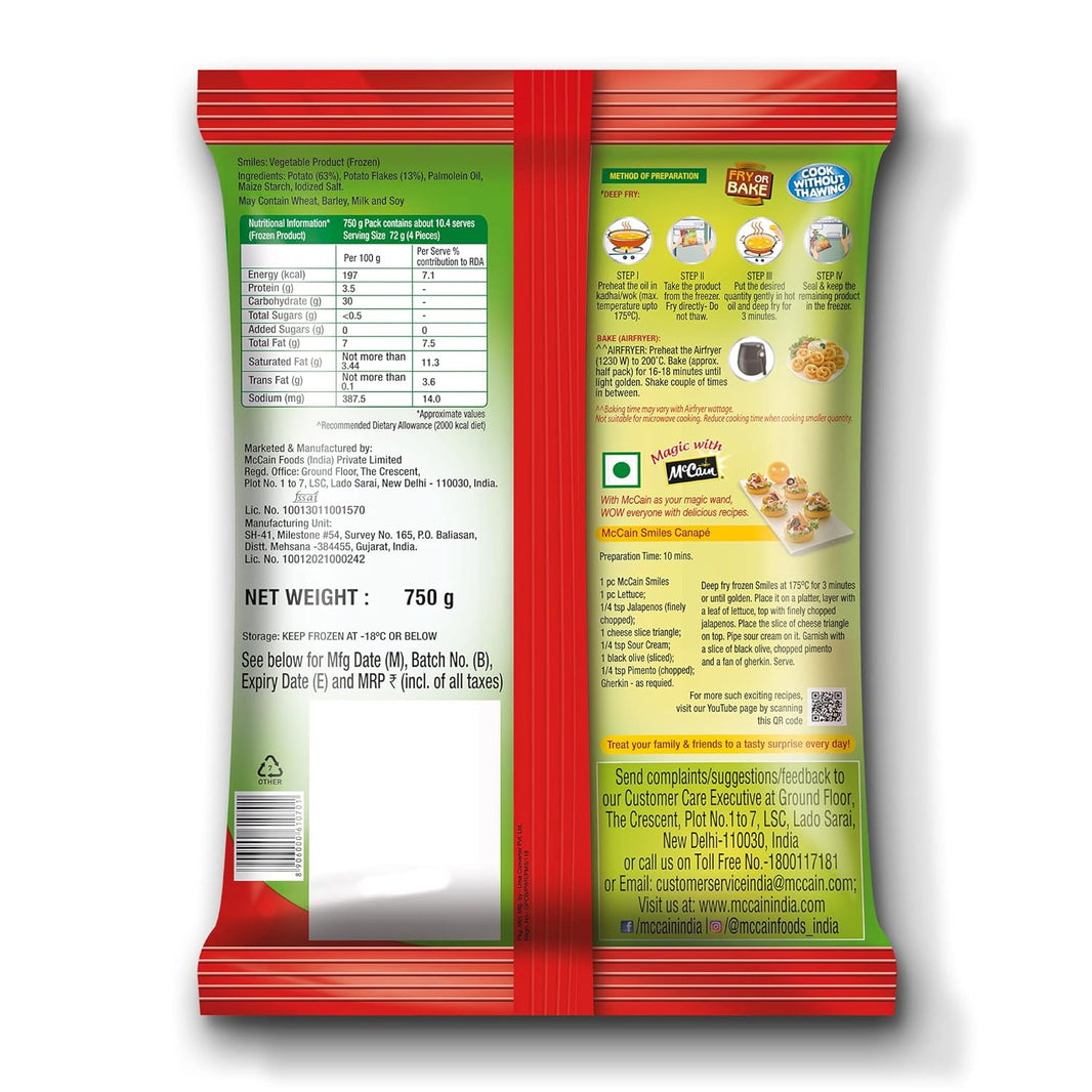 MCCAINS SMILES 750GM