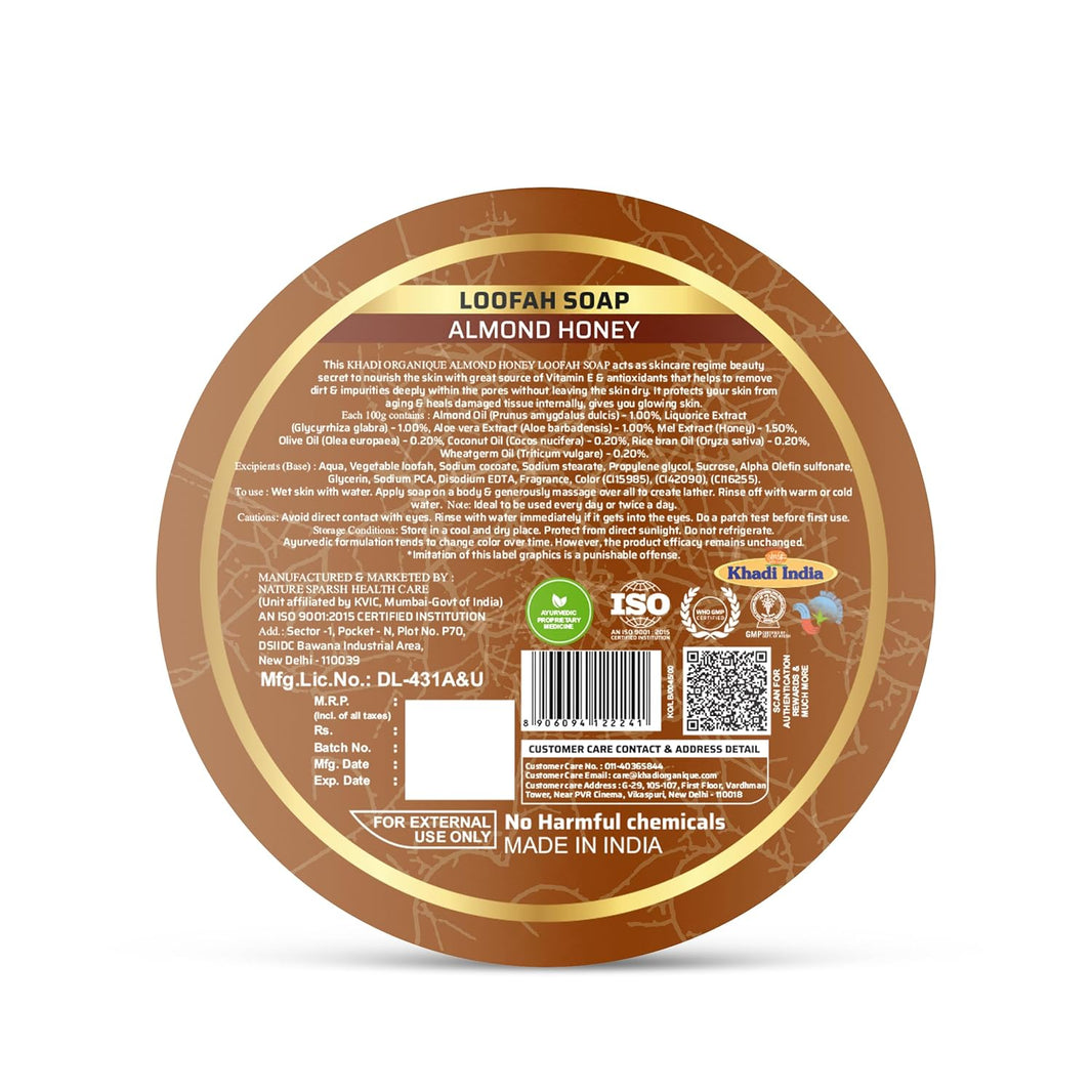 KHADI SOAP  NATURAL LOOFAH HONEY ALMOND 125GM