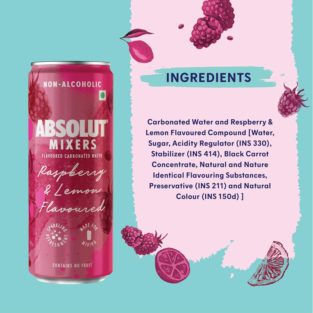ABSOLUT MIXERS RASPBERRY & LEMON FLAVOURED